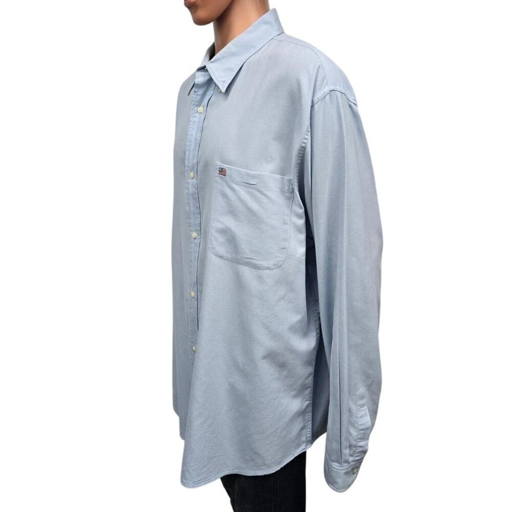 Vintage Ralph Lauren Jeans Co RL USA Flag Shirt Men XXL 2XL Long Sleeve Blue 90s - Picture 7 of 14